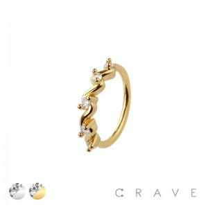 CZ MULTI SWIRL 316L SURGICAL STEEL HOOP NOSE RING 